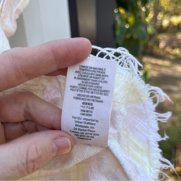 FREE PEOPLE Top Linen Woven Away at Sea Stripe Top Small S boxy Knit - Picture 6 of 12